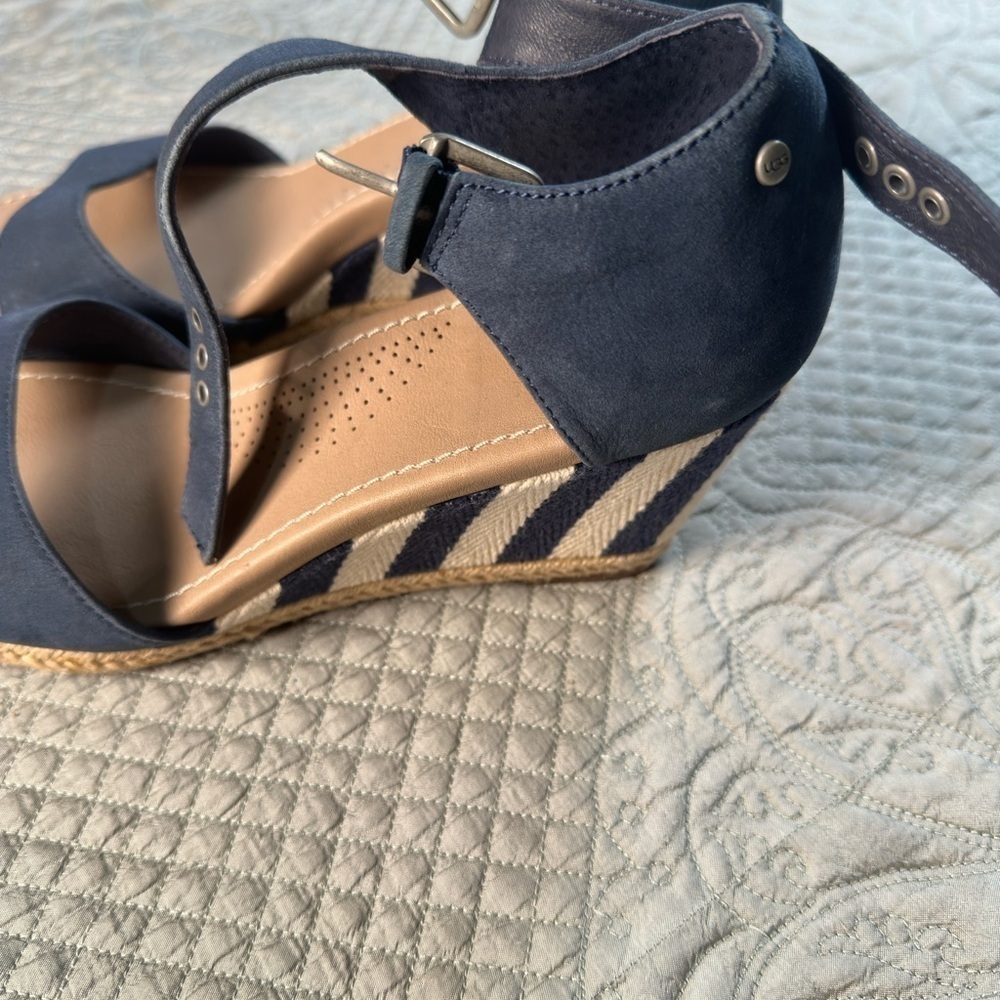 UGG Blue and Tan Sandals with Suede Straps - Picture 7 of 9